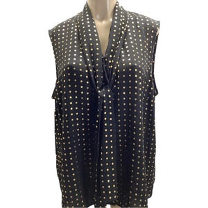 Anne Klein Sleeveless Black & Gold Top With Tie Size 2X New With Tags